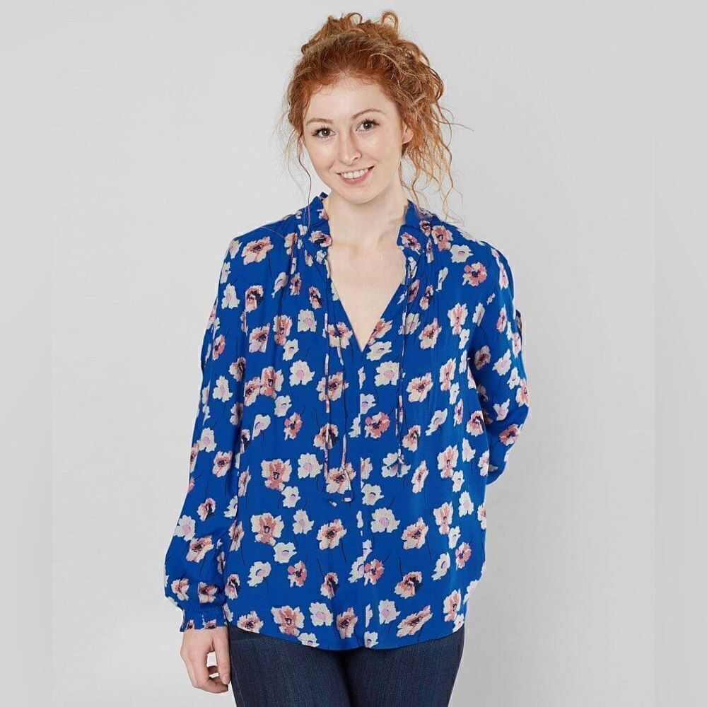 Lucky Brand Umi Floral Peasant Top Plus Size 3X
